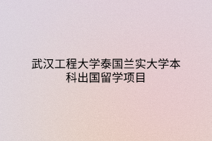 武汉工程大学泰国兰实大学本科出国留学项目
