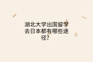 湖北大学出国留学去日本都有哪些途径？