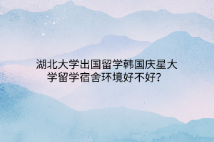 湖北大学出国留学韩国庆星大学留学宿舍环境好不好？