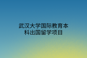 武汉大学国际教育本科出国留学项目