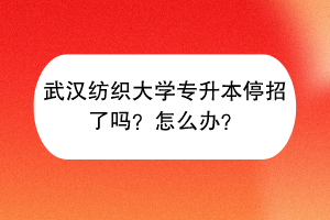 武汉纺织大学专升本停招了吗？怎么办？