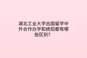 湖北工业大学出国留学中外合作办学和统招都有哪些区别？