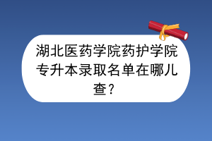 湖北医药学院药护学院专升本录取名单在哪儿查？