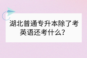 湖北普通专升本除了考英语还考什么？