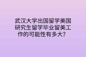 武汉大学出国留学美国研究生留学毕业留美工作的可能性有多大？