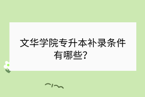 文华学院专升本补录条件有哪些？