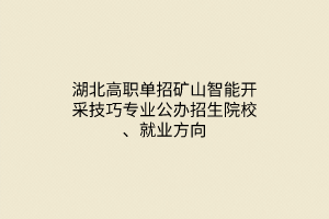 湖北高职单招矿山智能开采技巧专业公办招生院校、就业方向