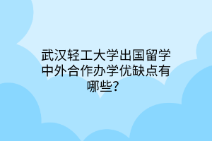 武汉轻工大学出国留学中外合作办学优缺点有哪些？