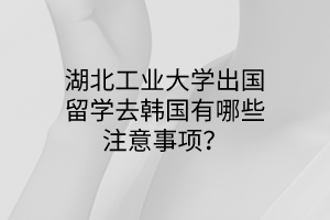 湖北工业大学出国留学去韩国有哪些注意事项？