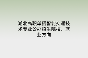 湖北高职单招智能交通技术专业公办招生院校、就业方向