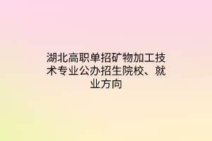 湖北高职单招矿物加工技术专业公办招生院校、就业方向