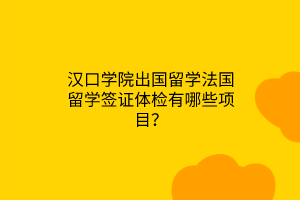 汉口学院出国留学法国留学签证体检有哪些项目？