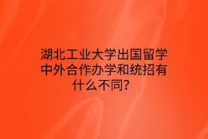 湖北工业大学出国留学中外合作办学和统招有什么不同？