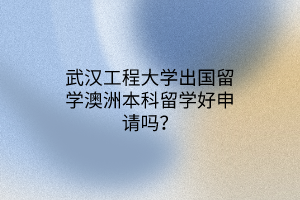 武汉工程大学出国留学澳洲本科留学好申请吗？