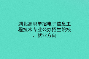 湖北高职单招电子信息工程技术专业公办招生院校、就业方向