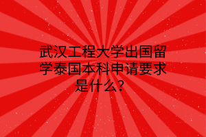 武汉工程大学出国留学泰国本科申请要求是什么？