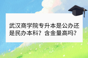 武汉商学院专升本是公办还是民办本科？含金量高吗？