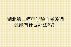 湖北第二师范学院自考没通过能有什么办法吗？