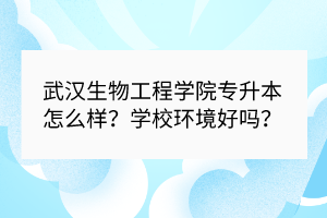 武汉生物工程学院专升本怎么样？学校环境好吗？