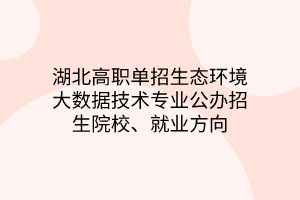 湖北高职单招生态环境大数据技术专业公办招生院校、就业方向