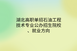 湖北高职单招石油工程技术专业公办招生院校、就业方向 湖北高职单招石油工程技术专业公办招生院校、就业方向