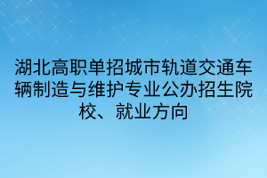 湖北高职单招城市轨道交通车辆制造与维护专业