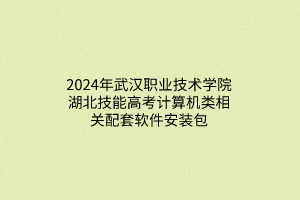 2024年武汉职业技术学院湖北技能高考计算机类相关配套软件安装包