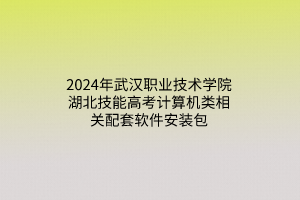 2023武汉职业技术学院湖北技能高考技能操作考试考点报考指南