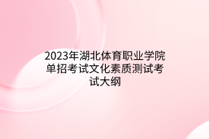 2023年湖北体育职业学院单招考试文化素质测试考试大纲