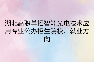 湖北高职单招智能光电技术应用专业公办招生院校、就业方向