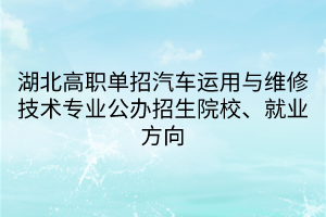 湖北高职单招汽车运用与维修技术专业公办招生院校、就业方向