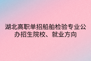 湖北高职单招船舶检验专业公办招生院校、就业方向