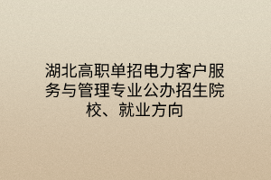 湖北高职单招电力客户服务与管理专业公办招生院校、就业方向