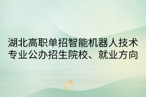 湖北高职单招智能机器人技术专业