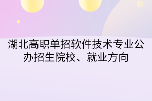 湖北高职单招软件技术专业公办招生院校、就业方向