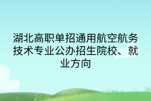 湖北高职单招通用航空航务技术专业公办招生院校、就业方向