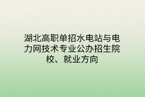 湖北高职单招水电站与电力网技术专业公办招生院校、就业方向