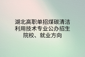 湖北高职单招煤碳清洁利用技术专业公办招生院校、就业方向