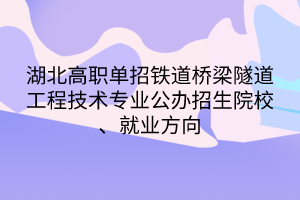 湖北高职单招铁道桥梁隧道工程技术专业公办招生院校、就业方向