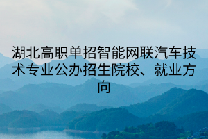 湖北高职单招智能网联汽车技术专业 湖北高职单招智能网联汽车技术专业