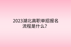 2023湖北高职单招报名流程是什么？