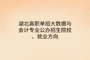 湖北高职单招大数据与会计专业公办招生院校、就业方向