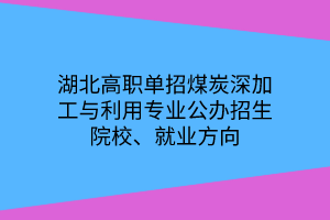 湖北高职单招煤炭深加工与利用专业公办招生院校、就业方向