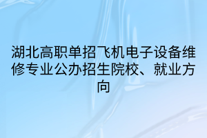 湖北高职单招飞机电子设备维修专业公办招生院校、就业方向