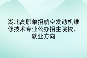 湖北高职单招航空发动机维修技术专业