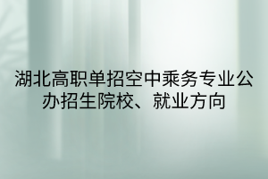 湖北高职单招空中乘务专业公办招生院校、就业方向