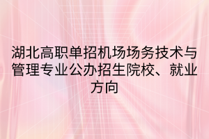 湖北高职单招机场场务技术与管理专业公办招生院校、就业方向