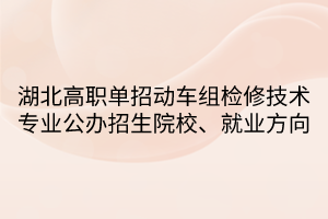 湖北高职单招动车组检修技术专业公办招生院校、就业方向