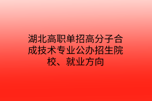 湖北高职单招高分子合成技术专业公办招生院校、就业方向