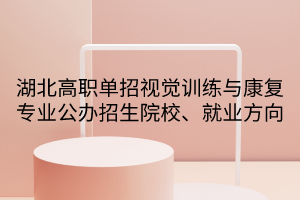 湖北高职单招视觉训练与康复专业公办招生院校、就业方向